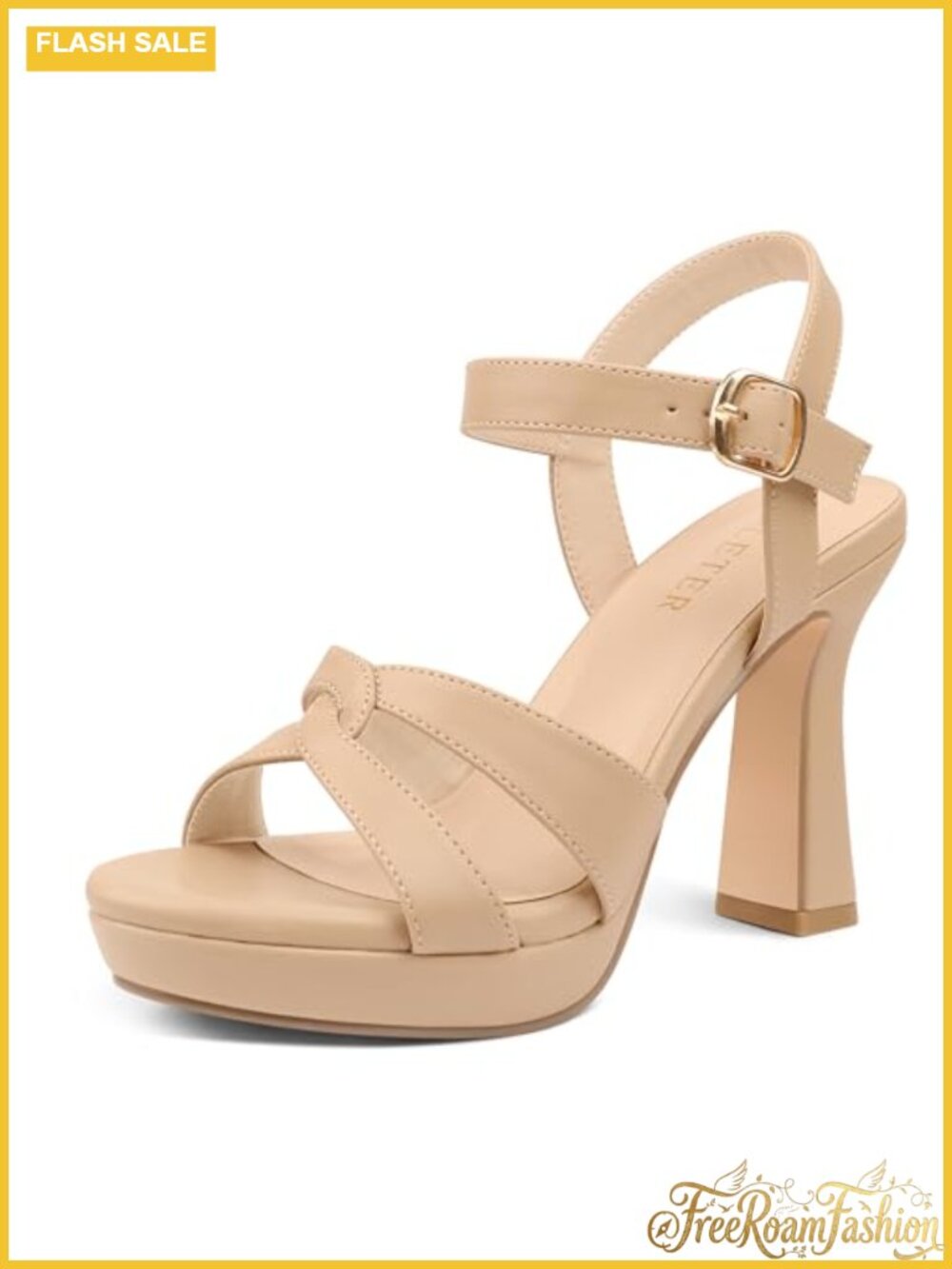 Women's Platform Block Heel Ankle Strap Dress Sandals Faux Leather